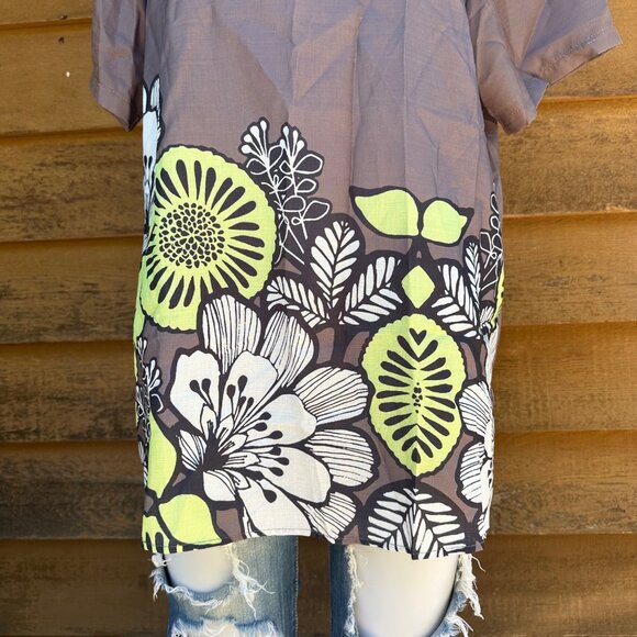 Miss Look Grey Floral Short Sleeve Top Size XL - Picture 5 of 8